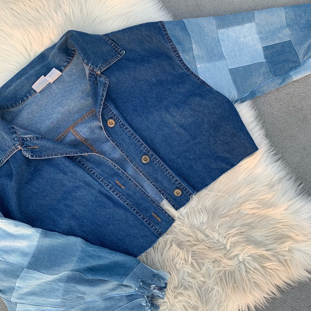 Vintage denim patchwork reworked jacket